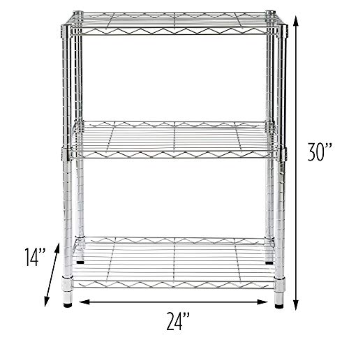 Honey-Can-Do SHF-01903 Adjustable Storage Shelving, 250-Pounds Per Shelf, Chrome, 3-Tier, 24Lx14Wx30H Honey-Can-Do