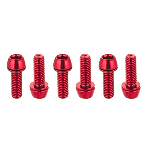 CNC MTB Caliper Bolts,Bike disc Brake Caliper Bolts M6x18mm Steel Alloy，Red CNC