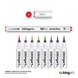 KINGART 440-8 PRO Inkline Color Micro Line & Precision Graphic Pens, 8 Colors, Fine Pt. Brush Nibs, Archival Waterproof Japanese Ink for Art, KINGART
