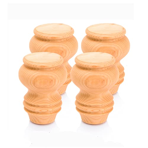 decorluxes Unfinished Bun Feet for Furniture Set of 4 Kallax Legs Short Table Legs Couch Sofa Coffee Table Legs Dresser Legs Set of 4 Bun Feet - No decorluxes