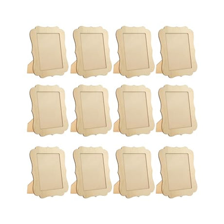 12-Pack Wooden Picture Frames for 6x8 Photos Quatrefoil Shaped Frames Unfinished Wood Photos Frames for DIY Crafts Cregugua