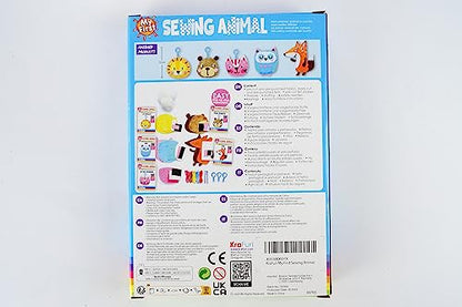 KRAFUN My First Sewing Animal for Kids, Beginner Art & Craft, 5 Easy Activities Stuffed Animal Dolls, Keyring Charms, Instructions & Felt Materials - WoodArtSupply