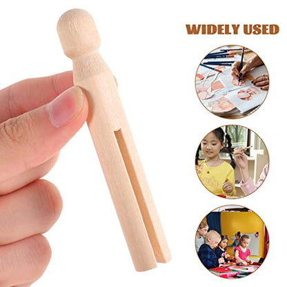 Toyvian 30pcs DIY Puppet Blank Unfinished Wooden Peg People Peg Dolls Wooden Craft People Shapes DIY Dolls for Children Wooden Spools for Crafts