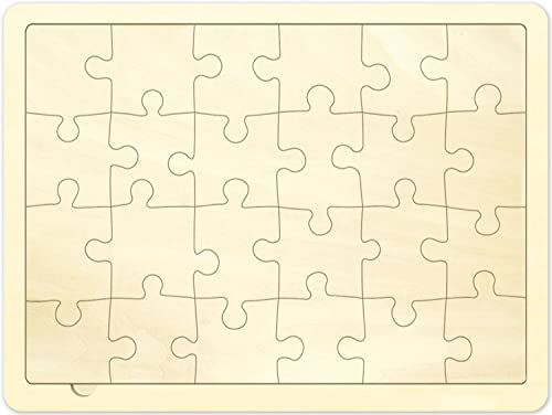 Blank Puzzle with 24 Pieces, Each Piece is Unique, Blank Wooden Jigsaw Puzzles with Puzzle Tray for Crafts & DIY, Make Your Own Puzzle 11.7x8.8 - WoodArtSupply