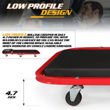 Magshion 40" Triplex Folding Creeper and Rolling Seat 2-in-1 330 lbs Capacity Foldable Mechanic Creeper Garage Stool Lay Down or Sit (Red) Magshion