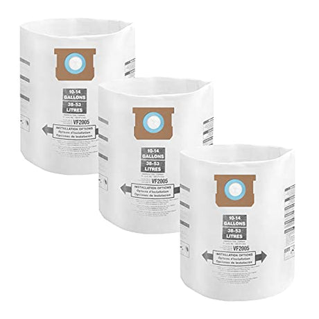 3 Pack Shop Vac 10-14 Gallon Bags. ALYYDBG Type F 90662 9066200 9066233, Type I 90672 9067200 9067233, VF2005, CMXZVBE3877, CMXZVBE38768 Disposable ALYYDBG