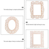 Healifty 6pcs Hollow Window Grille Pendant Wood Mirror Shape Cutout Blank Wood Cutout Blank Wood Ornament Home Decor Mini Craft Unfinished Wooden Healifty