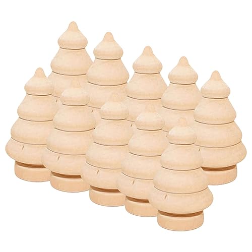 SEWOART 10pcs Wood Snowman Doll Unfinished Wood Craft Wood Christmas Trees Unfinished Natural Wood Xmas Tree Christmas Peg Dolls Holiday Peg Dolls - WoodArtSupply