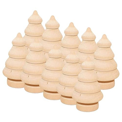 SEWOART 10pcs Wood Snowman Doll Unfinished Wood Craft Wood Christmas Trees Unfinished Natural Wood Xmas Tree Christmas Peg Dolls Holiday Peg Dolls - WoodArtSupply