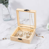 Useekoo 2Pcs Small Wood Box with Lid, 4.7'' x 4.7'' x 2'' Unfinished Wood Gift Box with Glass Lid, Tiny Wooden Box for Gift and Home Decorations Useekoo