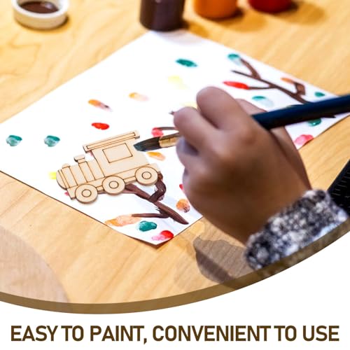 SEWACC 50pcs Truck Unfinished Wood Slices Unpainted Cutout DIY Blank Car Vehicle Bicycle Excavator Helicopter Wooden Ornaments Cutout to Paint (Mixed SEWACC