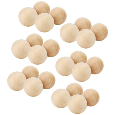 SOUJAP 24 PCS 2 Inch Round Wooden Ball, Natural Unfinished Wood Ball, Sphere Hardwood Ball for Crafts and DIY Projects Decoration SOUJAP