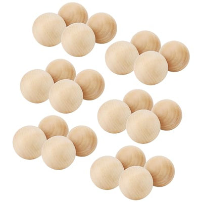 SOUJAP 24 PCS 2 Inch Round Wooden Ball, Natural Unfinished Wood Ball, Sphere Hardwood Ball for Crafts and DIY Projects Decoration