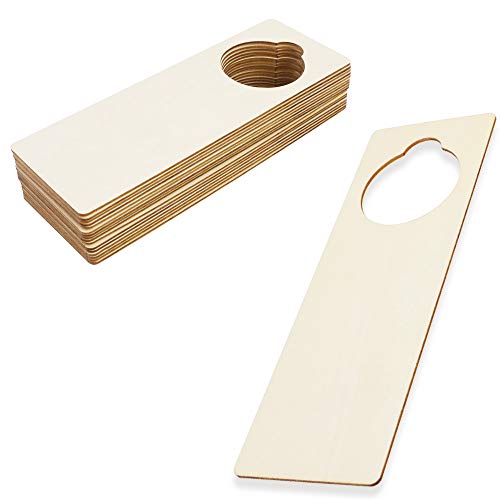 BILLIOTEAM 16 PCS Unfinished Wood Door Knob Hangers,Blank Natural Wooden Door Knob Signs for DIY Craft,Home Hotel Office Decoration(9.5" x 3.25" x BILLIOTEAM