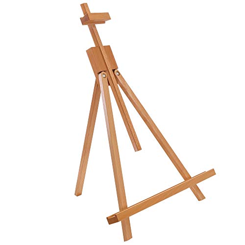 U.S. Art Supply Topanga 31" High Tabletop Wood Folding A-Frame Artist Studio Easel - Adjustable Beechwood Tripod Display Stand, Holds Up to 27" U.S. Art Supply