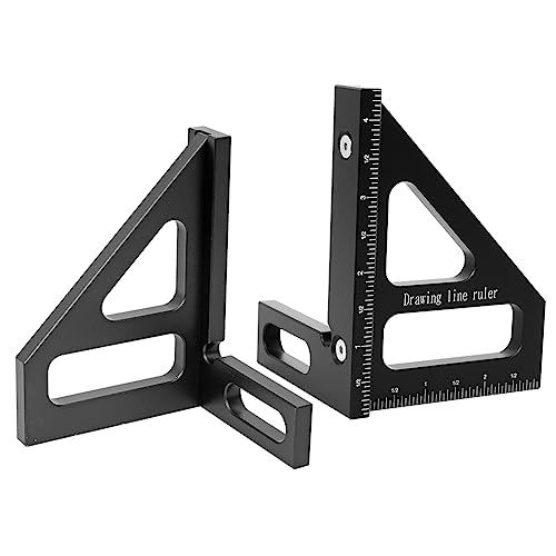 KETIPED Imperial 3D Multi-Angle Measuring Ruler,45/90 Degree Aluminum Alloy Woodworking Square Protractor, Miter Triangle Ruler High Precision Layout KETIPED