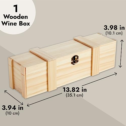 Juvale Wooden Wine Box for Split or Demi Wine Bottles, Single Wine Gift Box with Clasp for Birthday Party Gifts, Housewarming, Wedding, Anniversary - WoodArtSupply