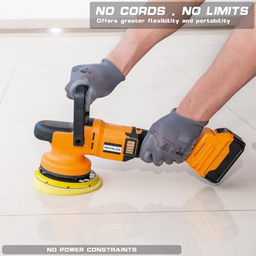 Orbital Polisher for Dewalt 20V Battery, 6inch 150mm Brushless Cordless Design Buffer Car Waxer with 6 speeds 750-6800RPM, 13PCS Polishing Nichilas
