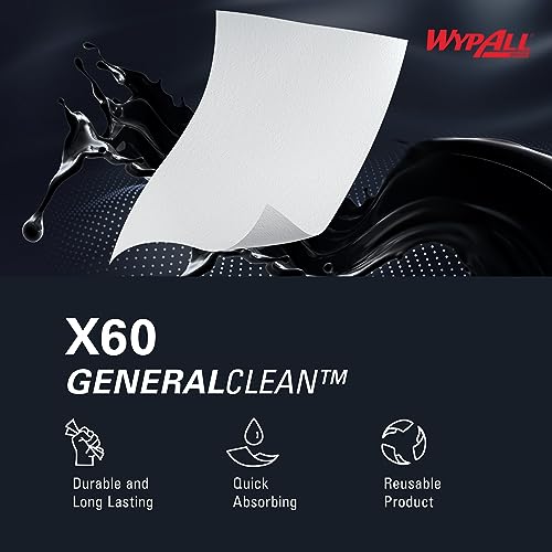WypAll GeneralClean X60 Multi-Task Cleaning Cloths (34790), Pop-Up Box, Strong and Absorbent Towels, White (118 Sheets/Box, 10 Boxes/Case, 1,180 Wypall