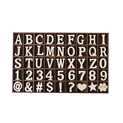 270 Pieces 1 Inch Wood Alphabet Letters Wooden Numbers Mini Blank Wood Symbols Unfinished Wood Heart Star Paw with Rustic Storage Tray for Home Decor