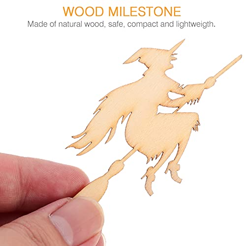 20Pcs Halloween Wood Cutouts Pumpkin Witch Cutout Unfinished DIY Painting Wooden Slices Embellishment Party Decor Woodsy Decor Witch Decor NUOBESTY