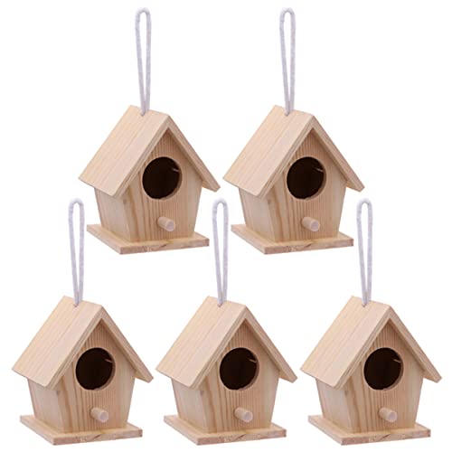 ARTIBETTER 5pcs Finch Breeding for of Home Decor Party to Imitation Paintable Handmade Tiny Easter Country Wooden Mini Throstle Outdoors Nest Pendant ARTIBETTER