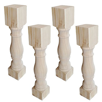 Btibpse 12.5" Traditional Bench Legs Unfinished Coffee Table Legs, TV Bench Leg, Set of 4 - WoodArtSupply