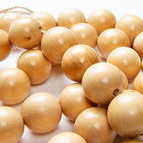Wood Large Bead Christmas Garland - Round Jumbo Beads on This Natural Wood Garland. Use for Rustic, Natural, Scandinavian, Country, or Farmhouse Factory Direct Craft