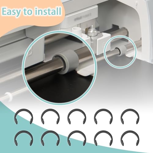LUTQ 10 Pack of Retaining Clip Rings for Cricut Maker - Carbon Steel Fixed Clamp Ring Compatible with Cricut Maker Rubber Roller Replacement Parts - LUTQ
