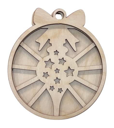 Ornament Door Sign 3 Pieces Laser Cut Out Unfinished RND72 The Wood Shape Store