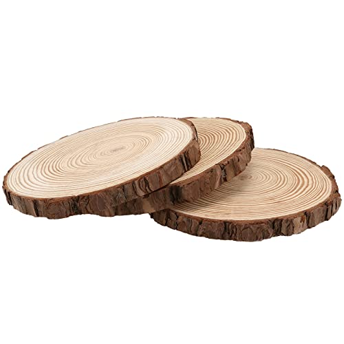 KEILEOHO 9 PCS 8-10 Inch Wood Slices, Round Rustic Wood Slices, Craft Unfinished Wood Kit Natural Wood Circles for Crafts, Centerpieces Paintings, KEILEOHO