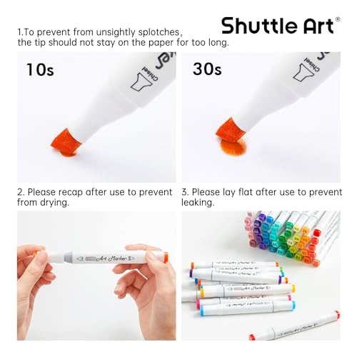 Shuttle Art 240 Colors Alcohol Markers, 239 Colors Dual Tip Art Marker Set Plus Colorless Blender, Micro-tip Pens, White Highlighter Pens, Marker Bag Shuttle Art