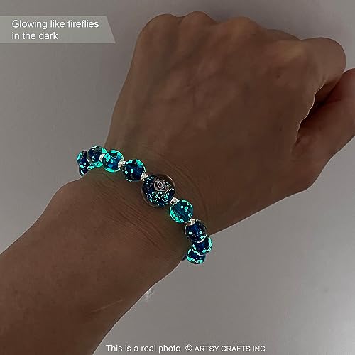 ARTSY CRAFTS INC Glow in The Dark Firefly Beads Bracelets Necklaces, Murano Glass Beads Crystal Birthstone Beaded Jewelry Adjustable Slider Chain ARTSY CRAFTS INC