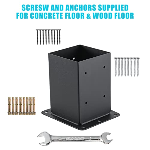 AXWHYS 4x4 Post Base 4 Pcs, (Inner Size 3.6x3.6) Post Anchors, 13GA Thick Solid Steel & Black Powder Coated,Deck Post Brackets Support Deck Base AXWHYS