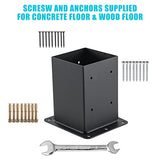 AXWHYS 4x4 Post Base 4 Pcs, (Inner Size 3.6x3.6) Post Anchors, 13GA Thick Solid Steel & Black Powder Coated,Deck Post Brackets Support Deck Base AXWHYS