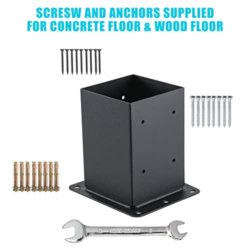 AXWHYS 4x4 Post Base 4 Pcs, (Inner Size 3.6x3.6) Post Anchors, 13GA Thick Solid Steel & Black Powder Coated,Deck Post Brackets Support Deck Base - WoodArtSupply