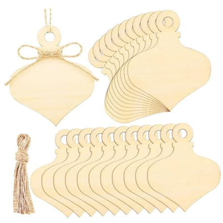 VOSAREA 1 Set Christmas Blank Wood Piece Christmas Wooden Tag Christmas Wooden Hanging Decoration Wooden Tags with Twine Christmas Tree Ornament Wood VOSAREA