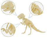 3D Wooden Dinosaur Puzzle - 6 Piece Set Wood Dinosaur Skeleton Model Puzzle - DIY Wooden Crafts 3D Puzzle - STEM Toys Gifts for Kids and Adults i-CHONY