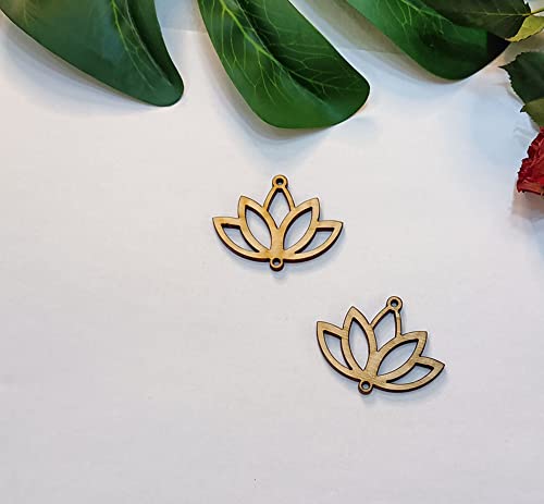 30pcs of Lotus Shape Cutout Wood Earrings Blanks,DIY Unfinished Laser Cut Crafts,Wood Jewelry Accessories (2'') - WoodArtSupply