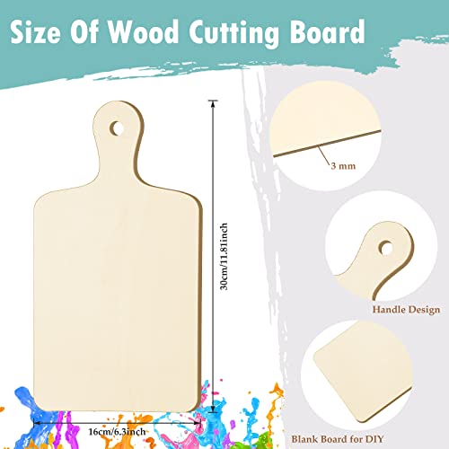 24 Pieces Mini Wood Cutting Board with Handle Wooden Chopping Board Paddle Unfinished Mini Cheese Board Small Serving board Cooking Butcher Block for Yinkin