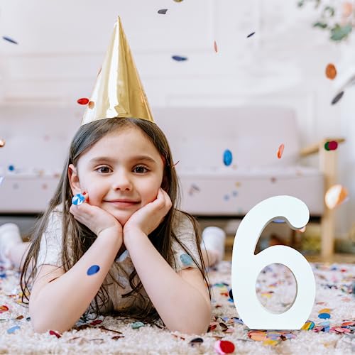 8 Inch White Wood Numbers, Unfinished Wood Numbers for Wall Decor Decorative Standing Numbers Slices Sign Board Decoration for Craft Home Party AOCEAN