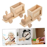 STOBOK 2pcs DIY Train Pen Holder Wooden Trains Tools Wood Unfinished Wooden Wooden Car Unfinished Blank Pen Cup DIY Blank Pen Container DIY Graffiti STOBOK