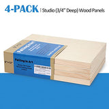Falling in Art Unfinished Birch Wood Canvas Panels Kit, Falling in Art 4 Pack of 9x12’’ Studio 3/4’’ Deep Cradle Boards for Pouring Art, Crafts, Falling in Art