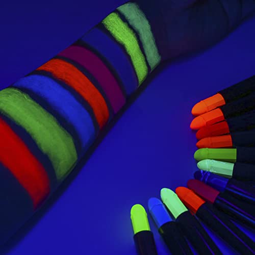 12 Colors Glow In The Dark Under Black Light Face & Body Paint, UV Black  Light Glow Body Paint Makeup Fluorescent Neon Face Painting Crayons Kit for  Halloween Costume Holiday Birthday Masquerades