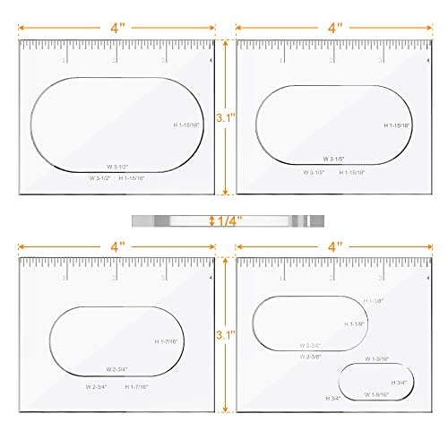 Monliful Pack of 4 Oval Inlay Template Set, Router Templates for Woodworking,Router Jig Templates Decorative Templates Monliful