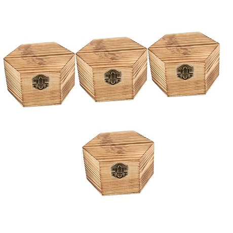 Healifty 4pcs Box Storage Box Vintage Storage Case Jewelry Case Ring Holder Jewelry Organizer Jewelry Display Case Wood Crafts Clamshell Wooden Healifty