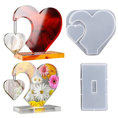 Large Photo Frame Resin Molds, Heart Shape Silicone Molds for Epoxy Resin, DIY Picture Frame Display Unique Mold for Resin Casting Art Crafts Table Wehous