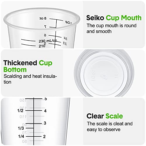 200 Count Disposable Measuring Cups for Resin 8 oz Clear Plastic Epoxy Cups Reusable Multipurpose Stain Paint Liquid Mixing Cups for Cooking and Yunsailing