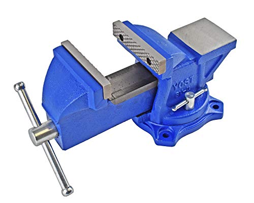 Yost Vises Tool 4-Inch Workshop Duty Bench Vise, Model BV-4, with 120-Degree Swivel Base, Blue - WoodArtSupply