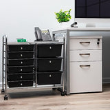 Mind Reader Rolling Cart with Drawers, Utility Cart, Craft Storage, Kitchen, Metal, 24.25"L x 15.25"W x 26.25"H, Black/Silver Mind Reader